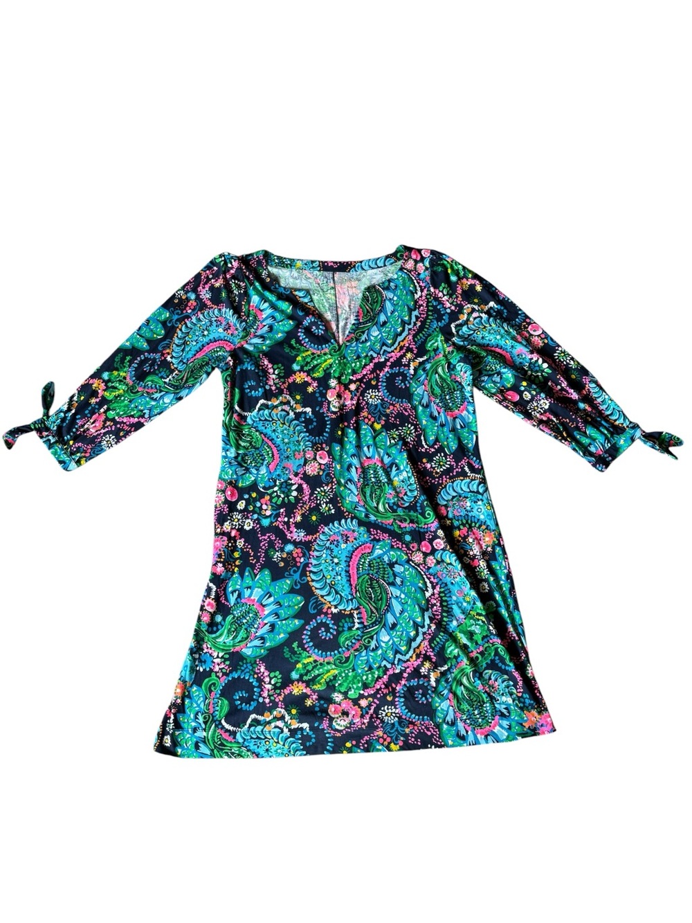 Lilly Pulitzer Cath Dress Take Me To The Sea Paisley Cotton Knit XL - Picture 3 of 8